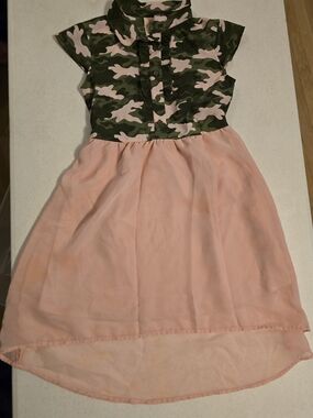 Faded Glory Girls Green & Light Pink Camo Top with Pink Chiffon Skirt